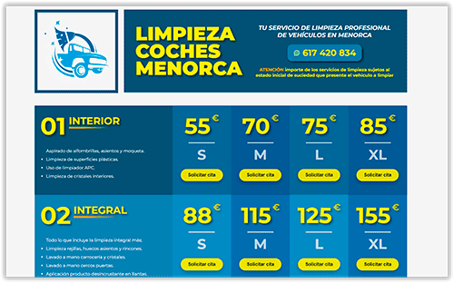 Web para negocio local de limpieza de coches